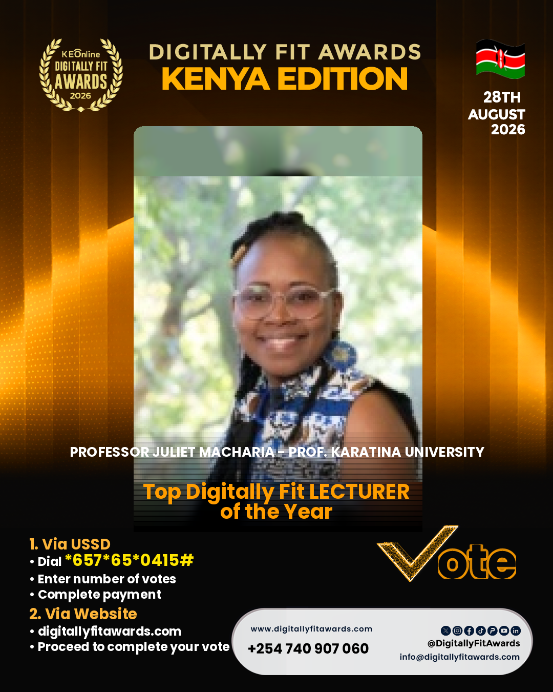 Professor Juliet Macharia - Prof. Karatina University poster