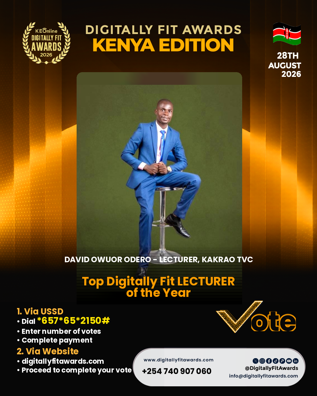 David Owuor Odero - Lecturer, Kakrao TVC poster