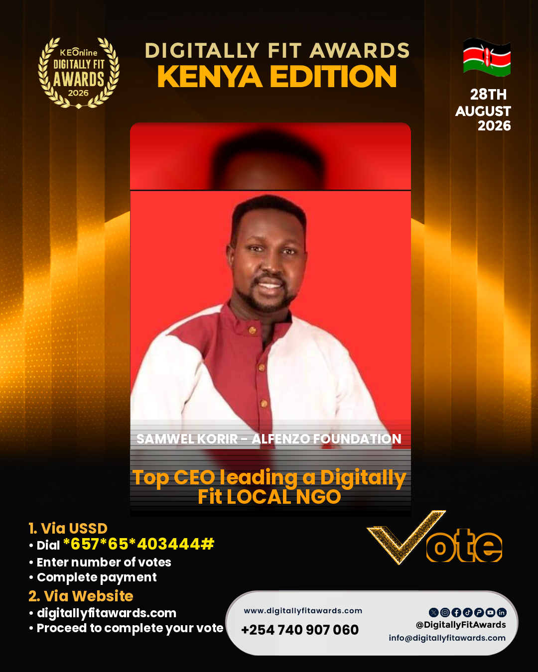 Samwel Korir - Alfenzo foundation poster